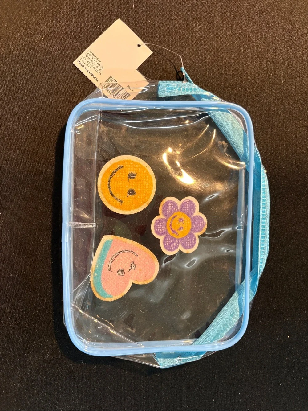 Kids Clear with Blue Trim and Smiley Patches